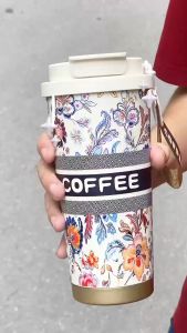 Bình Giữ Nhiệt Cao Cấp Coffee Inox 316 Không Gỉ Ly/Cốc Giữ Nhiệt Có Ống Hút Vỏ Chống Xước Có Quai