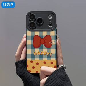 UGP | Stylish Unique Blue Gingham Bow Full-Coverage Silicone Phone Case for iPhone 17 Pro Max