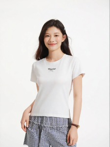 Hotwind | New 2026 Womens Bow-decorated Short-sleeve White T-shirt