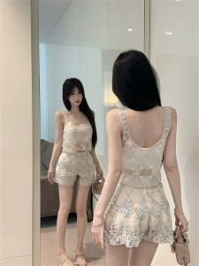 GUZILIAN | Sweet Embroidered Backless Crop Top Summer Loose Fit Korean Style Hollow Out Short Shaping Vest For Pear Shaped Women