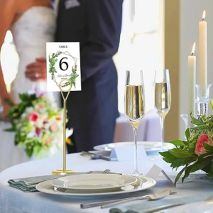 30CM Stainless Steel Table Number Holder 2 Pieces Durable Metal Menu Card Display Stand Suitable For Wedding Party Cafe Restaurant Dining Table Sign Display Use