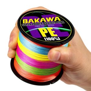 BAKAWA 4 Strand Braided Fishing Line Multifilament Pesca 100M/300M/500M/1000M Carp Fishing Japan PE Line Fishing Accessories