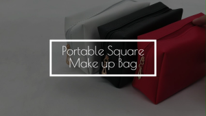 VSPH Portable Waterproof PU Leather Square Pencil Case with Zipper - Portable Makeup Bag in Red/White/Black