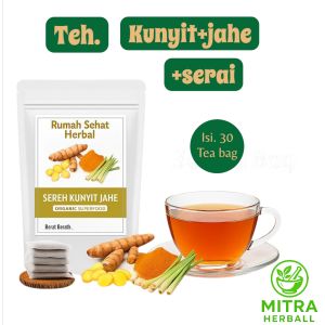 TEH KUNYITJAHE & SERAI/TUMERIC GINGER with LEMONGRASS TEA Herbal Tea Isi 30 Teh Celup