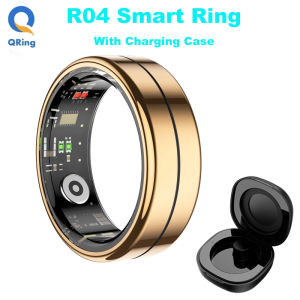 R04 Smart Ring for Men & Women – 5ATM Waterproof Fitness Tracker with Health & Sleep Multi-Sport Mode HR/SpO2 Tracking Camera Control – Wireless Charging Case Compatible with Android iOS