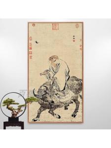 New Chinese Style Decorative Painting Portrait of Laozi Riding a Cow Daoist Figure for Study Hall Entrance Corridor Tea Room Decoration