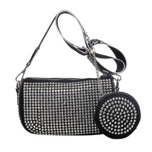 Túi đeo vai rhinestone sang trọng với ví nhỏ của phụ nữ thời trang Đảng nách túi đeo chéo