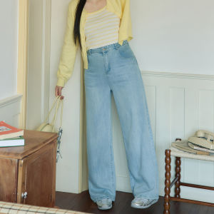 Slimming Effectiveness Large Size Womens Fashion Set High Waist Loose Wide Leg Jeans Cardigan Spring Autumn Season Korean Style