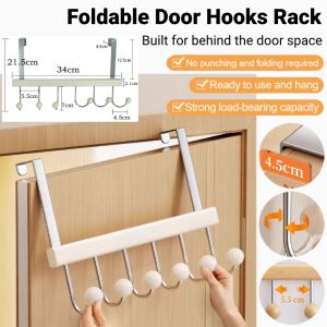 Foldable Door Back Hooks Hanger Rack  Clothes Towel Hat Storage Hook Drill-Free Over Door Organizer