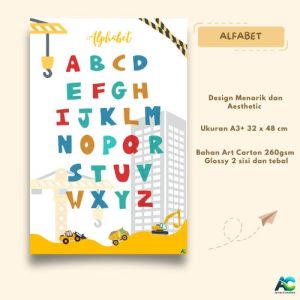 POSTER EDUKASI ANAK ALFHABET LENGKAP Poster Untuk Belajar Anak Balita PAUD. A3+ Tebal Full Color