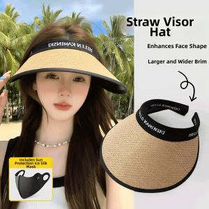 Hollow Sun UV Protection Sun Shield Large Brim Straw Hat