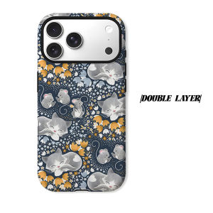 BILIBILI | Cat Mouse Floral Phone Case for iPhone 18 17 16 15 14 13 12 11 Air Pro Max Plus Double-layer Cover