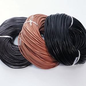 Dây Da Bò Thật Tròn Đường Kính 1-6mm Ba Màu Dùng Làm Vòng Tay Tự Chế Phụ Kiện Làm Đồ Trang Sức Dây Thừng 2-5 Thước/lot
