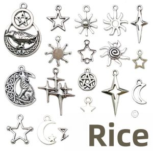 Antique Silver Alloy Star Sun Moon Keychain Necklace Bracelet Earring Pendant DIY Jewelry Accessories out Winter 2024