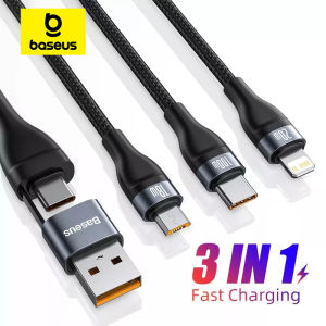 BASEUS | Baseus 100W 3 in 2 USB Cable 6A Fast Charging USB Type C Micro Cable For iPhone 15 14 Pro Max Huawei Honor Xiaomi 13 ViVo Oppo