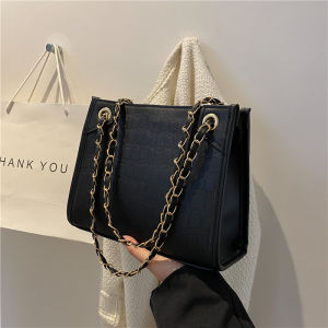 กระเป๋าสะพายข้างผู้หญิง กระเป๋าสะพายข้างโซ่เทรนด์ฤดูใบไม้ร่วง/ฤดูหนาว กระเป๋าสะพายไหล่แบบลำลอง กระเป๋าสะพายข้างแบบหนัง PU ซิป