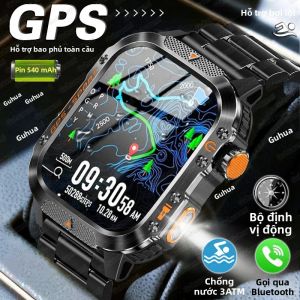 Đồng Hồ Thông Minh Quân Sự GPS 2025 Màn Hình AMOLED 2.01 Inch Chống Nước 3ATM IP69K Theo Dõi Thể Dục Thể Thao Ngoài Trời Tích Hợp La Bàn Và Chức Năng Gọi Điện