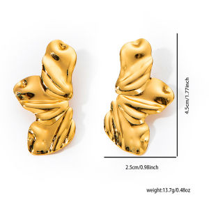 ANENJERY 316L Stainless Steel Geometric Irregular Folds Earring for Women Simple Personality Jewelry Gifts Wholesale