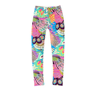 Elastic Waist High Waist Colorful Print Yoga Pants Loose