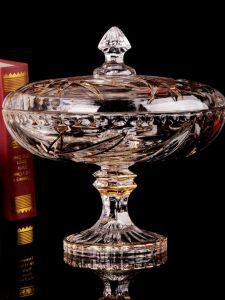 Flavinmci Crystal Glass Multi-Grid Candy Box Snack Plate with Lid Wedding Dry Fruit Box Fruit Tray European Style Diningware