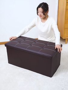 Cross Whale Foldable Storage Ottoman Multi-purpose Home Storage Chest Clothes Organizer Stool Foot Rest & Shoe Bench for Household Use儲物式收納凳
