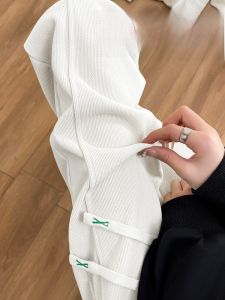 LANGPIN | Spring Autumn Casual Slim Wide Leg Banana Pants Women Thin Loose High Waist Versatile Knitted Straight Floor Length Pants