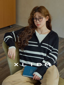 Large Size Soft Texture Color Block Faux Two-piece Slim Fit Hooded Sweater Autumn