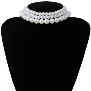 3 Cái/bộ Boho Nhiều Lớp Giả Ngọc Trai Vòng Cổ Choker Nữ Tuyên Bố Cổ Ngắn Punk Hình Học Hợp Kim Kẽm Trang Sức