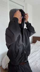 Nhập LAZFASHION88 giảm 20% đơn 149k - Áo Khoác Hoodie DAPPERANDMORE Garment-Dyed Hoodie With Zipper In Nổi Logo 450GSM - Light Grey