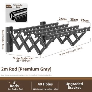 MINGZHI | Wall-mounted Folding Extendable Clothes Rack