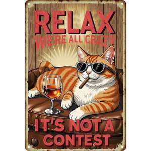 CIFbuy | PETSLA Retro Funny Cat Metal Sign Wall Decor Vintage Tin Plaque for Home Bar Kitchen Cafe Rustic Decor