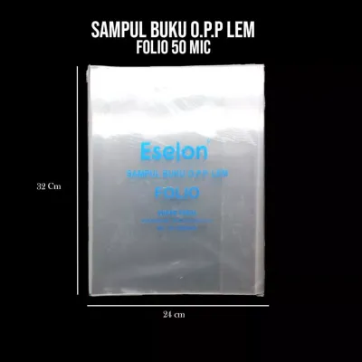 SAMPUL BUKU OPP ESELON FOLIO 50 MICRON ISI 25 PCS / SAMPUL BUKU FOLIO TEBAL ISI 25