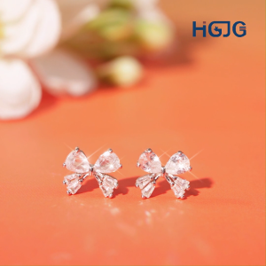 Bông Tai Nữ Bạc Đính Đá HGJG Hình Nơ Dành Cho Nữ Chất Liệu Bạc 925 Dễ Thương Tinh tế Thanh Lịch