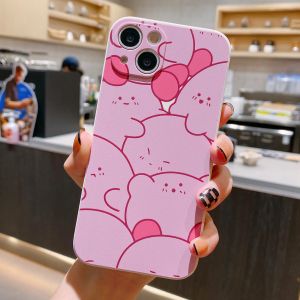Cute Cartoon Cinnamon Dog Star Kirby Silicone Phone Case Full Cover for Apple 12 pro Max iPhone 15 8 plus 16 Anti-Fall 6S 7 13 Mini 14 pro XS Max