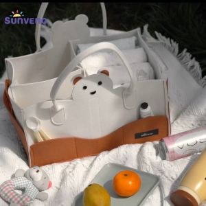 SUNVENO Portable Baby Diaper Caddy Organizer Holder Bag for  Baby Wipes and Diapers Nursery Storage Bin Diaper Baby Bag