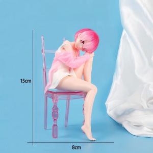 Bandai | New Zero Rem Ram Sitting on Chair Figure Cute PVC Action Figure Collectible Model Toy Anime Gift Starting Life Another World