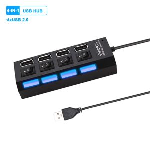 Kebidumei | KEBIDUMEI 4 Ports USB HUB with Individual On/off Switch USB Splitter USB 2.0 Adapter For Computer Laptop MacBook PC Accessories