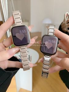 ผู้หญิง สแตนเลสบางสี Starlight Apple Watch S9 ใช้งานร่วมกับแถบเงียบ < Ne2> สําหรับ Apple Watch Series 6 5 Se