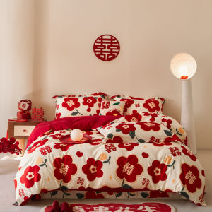 Wedding Bedding Set Red Floral
