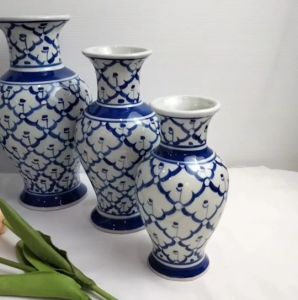 แจกัน เซรามิก แจกันพระ แจกันดอกไม้ ลายคราม ลายไทย 6นิ้ว 7นิ้ว 8นิ้ว