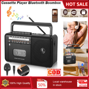 ⭐️【Local warehouse+COD】⭐Cassette Player Bluetooth Boombox Radio AM/FM/SW Cassette Tape Player/Recorder With Big Speaker And Earphone Jack Support USB/TF Card Portable Radio Cassette Player Mains And B-attery