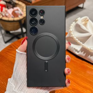 ไร้สายชาร์จMagsafeสําหรับSamsung Galaxy S24 S23 S22 S21 Ultra Plusหมายเหตุ 20 Ultra Soft Magsafeฝาครอบกันชน