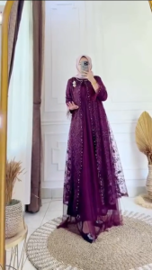 COD Lydia Dress BUSUI Tille Brokat Dress Wanita Terbaru 2025 Kekinian Gamis Viral Dress Kondangan