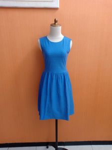 mini midi dress wanita biru DOROTHY PERKINS cewek S M kutung tekstur santai cute