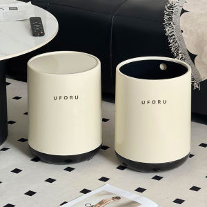 Indoor High Capacity Trash Can for Office Bathroom Bedroom Dormitory Kitchen Luxury Design round Shape Plastic Touch Open Cover