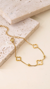 Dây chuyền vòng tay nữ titan Eleanor Accessories bộ trang sức cỏ 4 lá phụ kiện trang sức 9777