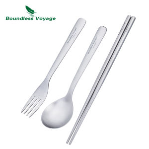 Boundless Voyage Titanium Flatware Camping Ultralight Cutlery Spoon Fork Chopsticks Set Portable Tableware 3PCS Ti1071T