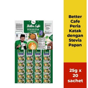 Munif Hijjaz Better Cafe Peria Katak Coffee 100% Original (25g/sachet) - 25g x 20 sachet - 3-in-1 Coffee - Stevia Papan