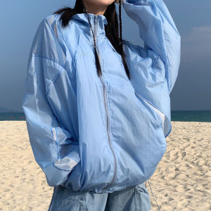 Mens Summer Lightweight Breathable Long Sleeve Sun Protection Casual Loose Top Outerwear Double Layer Hollow Color Collision Design