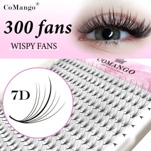 CoMango 7D Wispy Premade Fans Eyelash Extension C/D Curl Pointy Base Premade Hybrid Fan Lashes Faux Mink Wispy Fans Wholesales